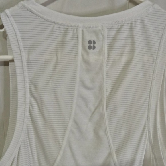 Sweaty Betty PACESETTER RUNNING Tank Top White Reflective Detail Jersey Crew - Picture 8 of 9